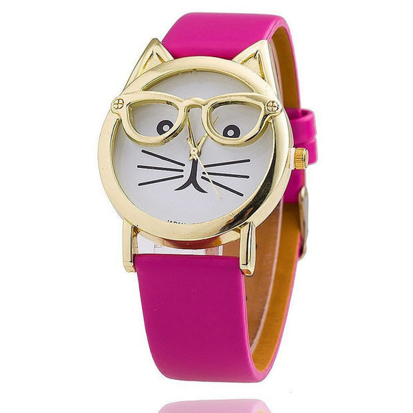 NERDY CAT LEATHER WATCH